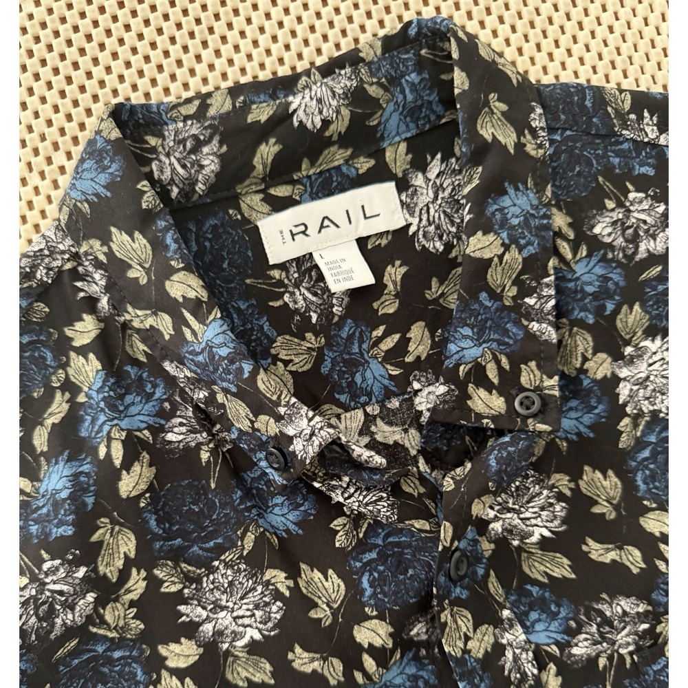 Mens The Rail Floral Short Sleeve Button Down Shirt Modern Slim Fit Size Large